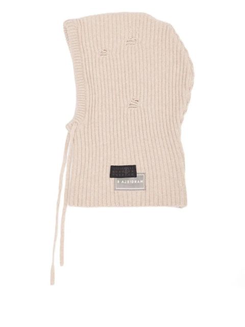 MM6 Maison Margiela ribbed-knit balaclava - Neutrals - zdjęcie produktu nr 1