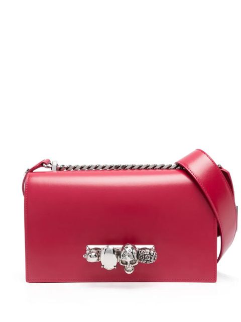 Alexander McQueen The Biker Jewelled leather crossbody bag - Red - zdjęcie produktu nr 1