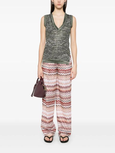 Missoni zigzag-pattern lamé trousers - Red