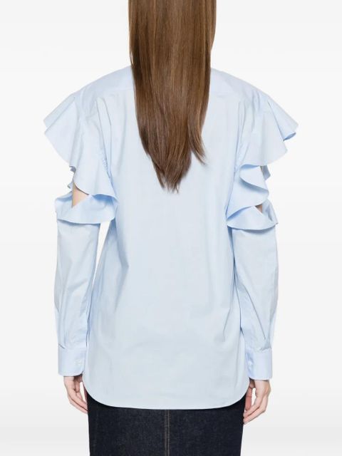 Moschino ruffled cold-shoulder top - Blue