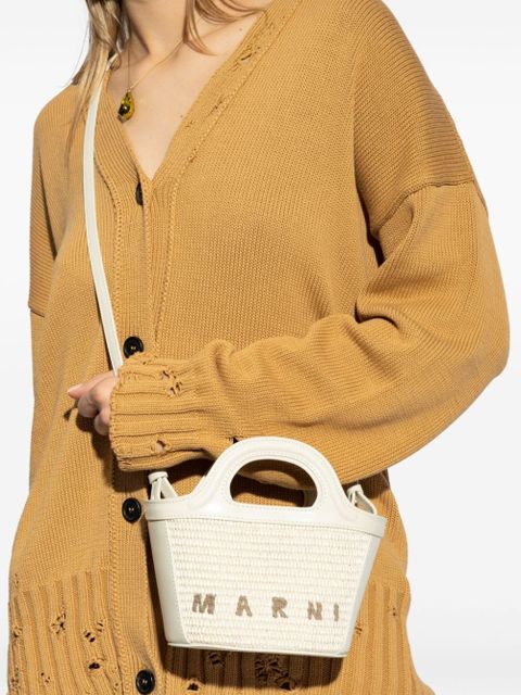 Marni micro Tropicalia logo-embroidered tote bag - White