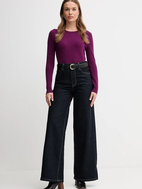 United Colors of Benetton sweter wełniany damski kolor fioletowy lekki - zdjęcie produktu nr 2