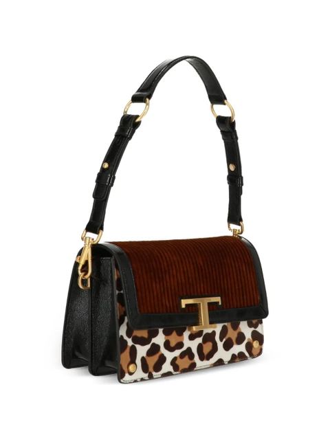 Tod's animal-print T-detail shoulder bag - Black