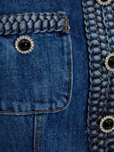 Self-Portrait braided-detail denim dress - Blue - zdjęcie produktu nr 2