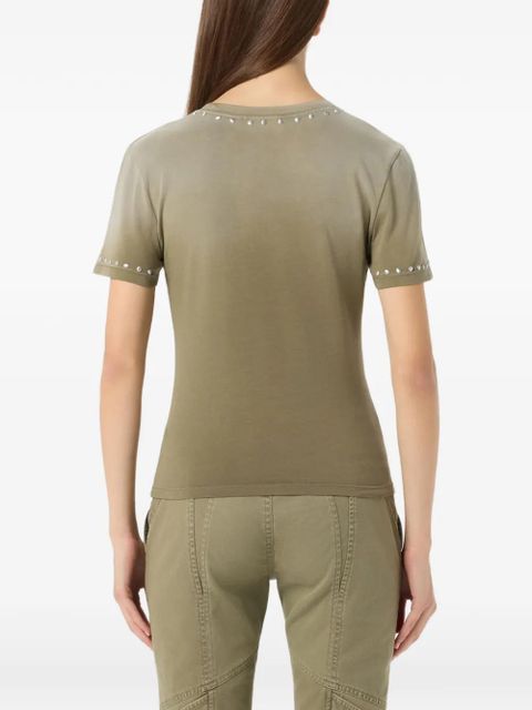 Blumarine butterfly-print studded T-shirt - Green