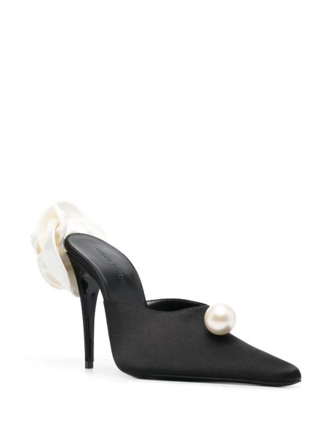 Magda Butrym faux-pearl embellished 110mm leather mules - Black - zdjęcie produktu nr 2