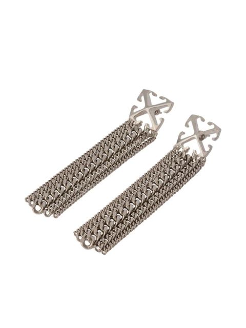 Off-White Arrow Chain Pendant Earrings - Silver - zdjęcie produktu nr 2