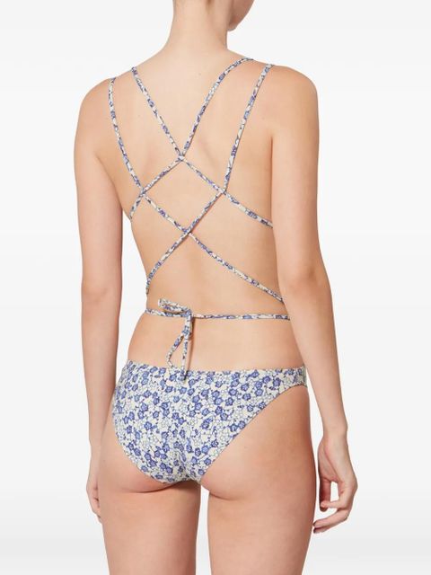 ISABEL MARANT Tenisia floral-print crossover-straps swimsuit - Blue