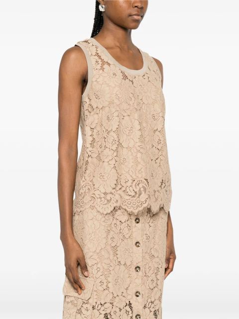 TWINSET lace-detail scalloped top - Neutrals
