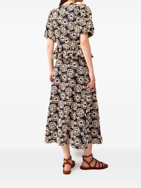 Marie Oliver Sasha floral midi skirt - Blue