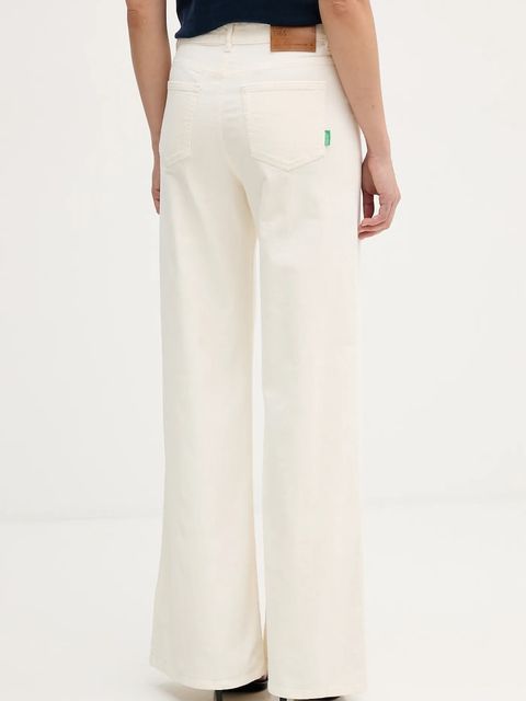 United Colors of Benetton spodnie damskie kolor beżowy szerokie high waist 41ULDE029