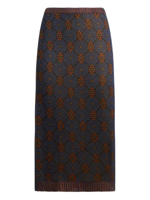 ETRO pattern knit midi skirt - Blue - zdjęcie produktu nr 1