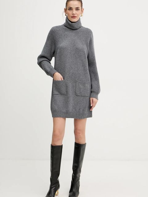 Liu Jo sukienka wełniana kolor szary mini prosta MF5063 MS009
