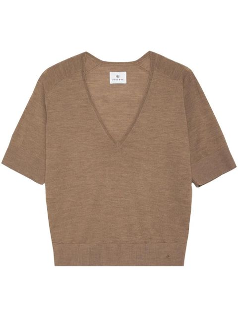 ANINE BING Aria merino wool-cashmere blend jumper - Brown - zdjęcie produktu nr 1
