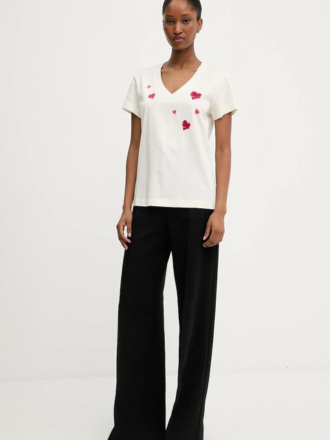 Karl Lagerfeld t-shirt bawełniany damski kolor beżowy A3W17017 - zdjęcie produktu nr 2