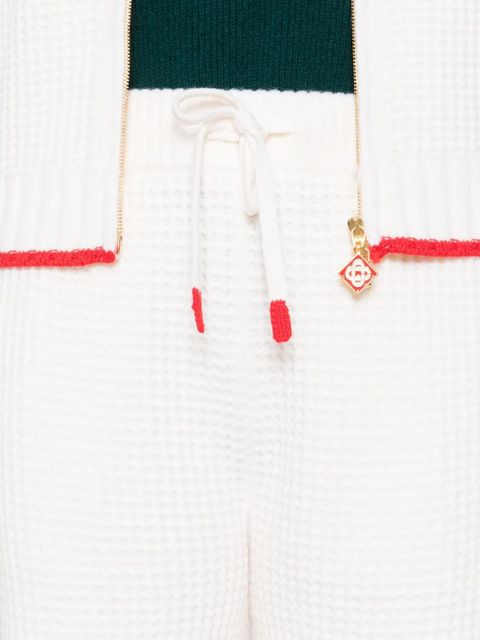 Casablanca contrast-trim waffle-knit trousers - Neutrals