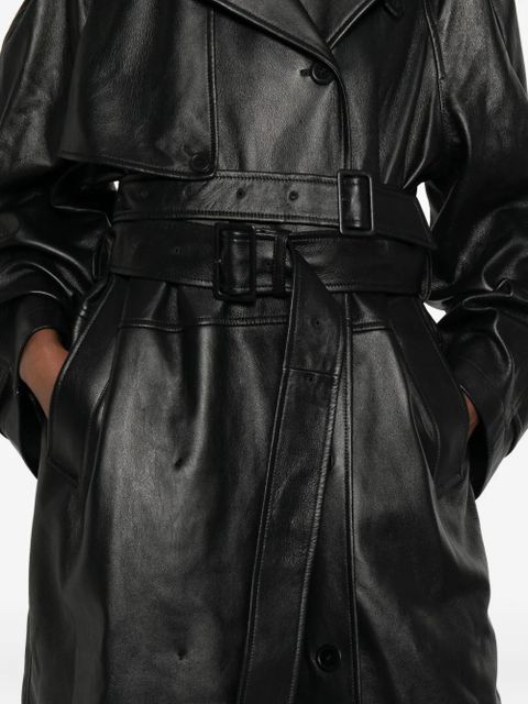Balenciaga belted leather trench coat - Black