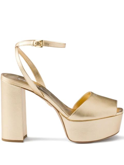 Prada metallic leather platform sandals - Gold - zdjęcie produktu nr 1