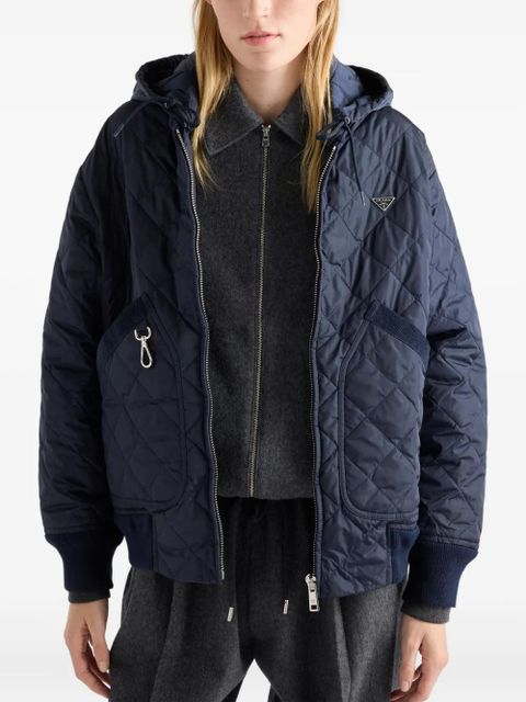 Prada hooded quilted jacket - Blue