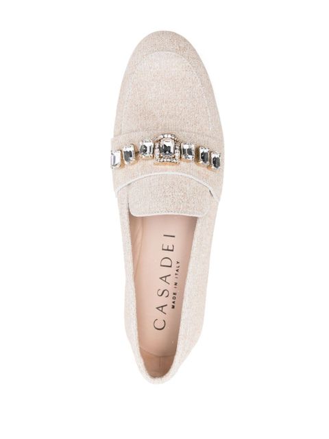 Casadei crystal-embellished loafers - Neutrals