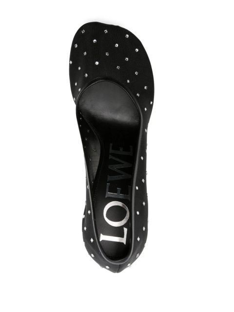 LOEWE Toy 90mm rhinestone-embellished mesh pumps - Black