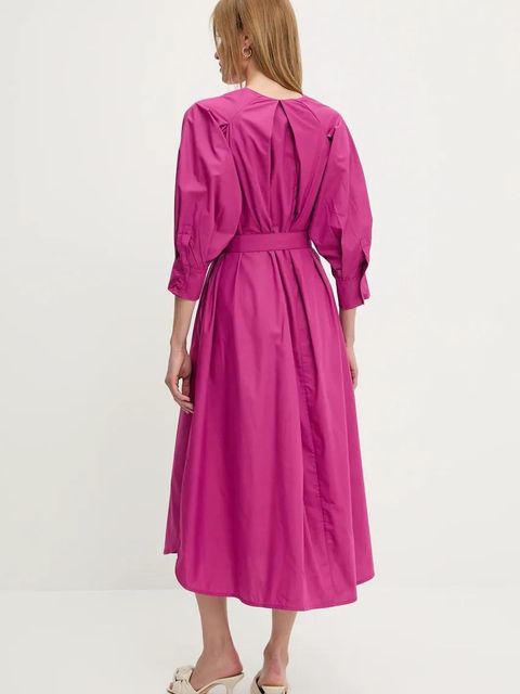 Answear.LAB sukienka bawełniana kolor różowy midi rozkloszowana