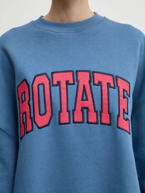 Rotate bluza bawełniana damska kolor niebieski z aplikacją 113427309
