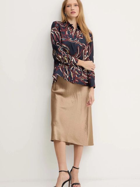 Weekend Max Mara koszula jedwabna RIVE damska kolor granatowy regular z kołnierzykiem klasycznym 2525116062600 - zdjęcie produktu nr 2