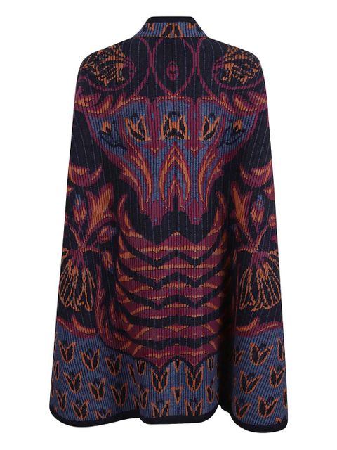 ETRO floral-jacquard tassel-detail cape - Red - zdjęcie produktu nr 2