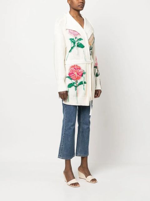 TWINSET floral intarsia-knit cardigan - White