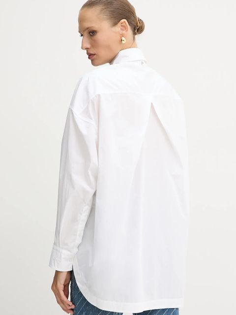 BOSS Orange koszula bawełniana damska kolor biały relaxed z kołnierzykiem klasycznym 50543546