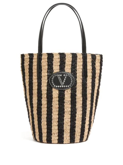 Valentino Garavani striped raffia shopping bag - Neutrals - zdjęcie produktu nr 1