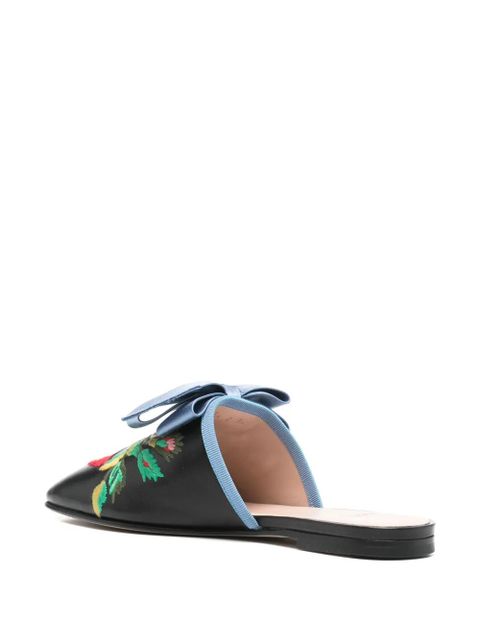 Valentino Garavani floral-embroidered mules - Black