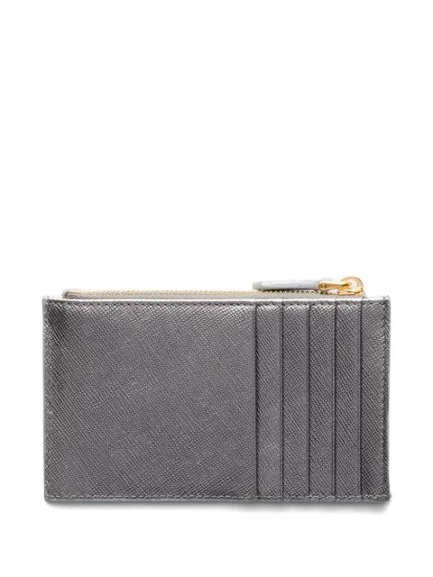 Prada triangle-logo zip-fastening leather card holder - Grey