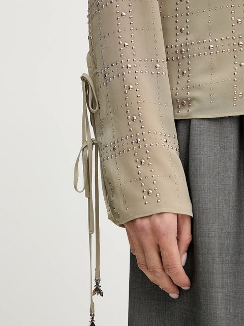 Patrizia Pepe bluzka damska kolor beżowy z aplikacją 8C0807 A635