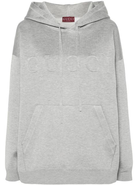 Gucci embossed-logo mélange-effect hoodie - Grey - zdjęcie produktu nr 1