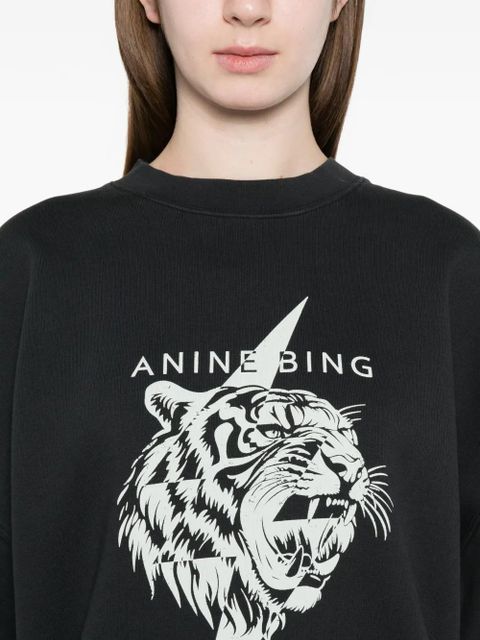 ANINE BING Miles tiger-print sweatshirt - Black