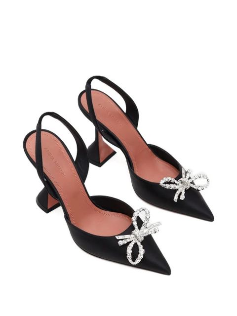 Amina Muaddi 95mm Rosie crystal-bow slingback pumps - Black - zdjęcie produktu nr 2