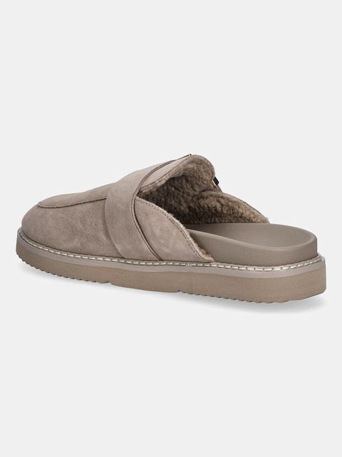 Tommy Hilfiger klapki zamszowe TH BUCKLE FUR SUEDE MULE damskie kolor beżowy FW0FW09083 - zdjęcie produktu nr 2