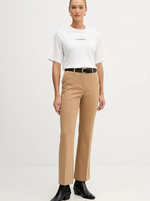 Sisley t-shirt bawełniany damski kolor beżowy 3I1XL107Y