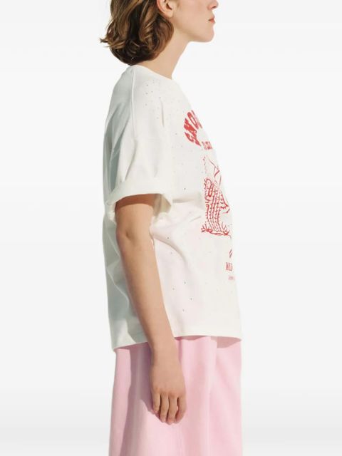 Essentiel Antwerp rhinestone-embellished graphic-print T-shirt - Neutrals