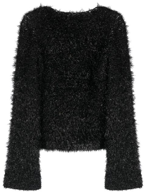 Victoria Beckham faux-fur open-back jumper - Black - zdjęcie produktu nr 1