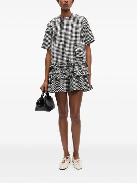GANNI gingham-print dress - Black