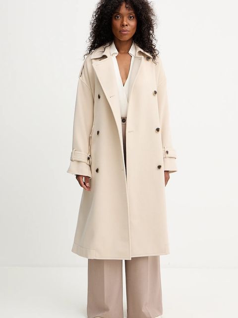 Twinset spodnie damskie kolor beżowy szerokie high waist 252TF2043 - zdjęcie produktu nr 2