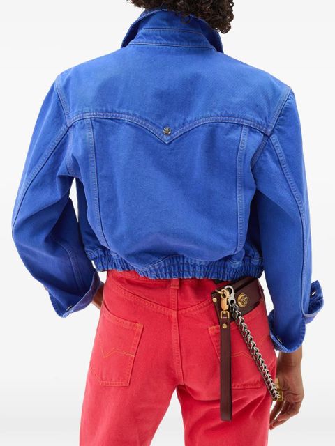Versace buttoned crop jacket - Blue