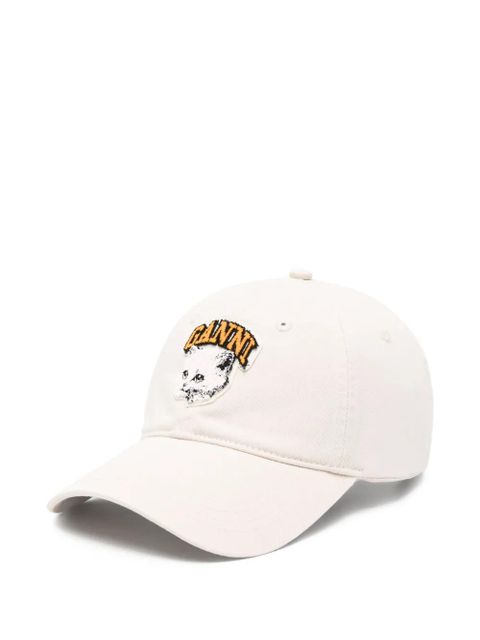 GANNI cat-embroidered baseball cap - Neutrals - zdjęcie produktu nr 1