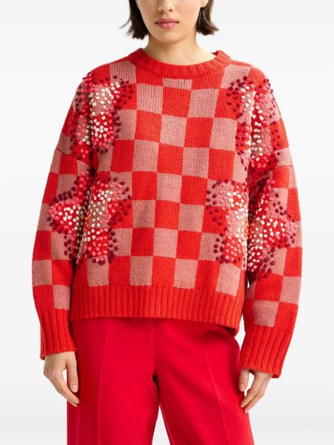 Essentiel Antwerp Inter checkerboard sweater - Red