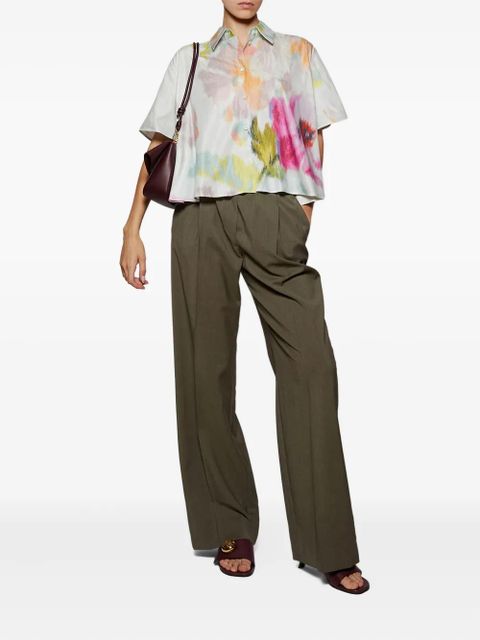 LOEWE floral-print trapeze shirt - Blue