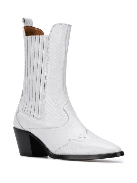 Paris Texas snakeskin effect cowboy boots - White