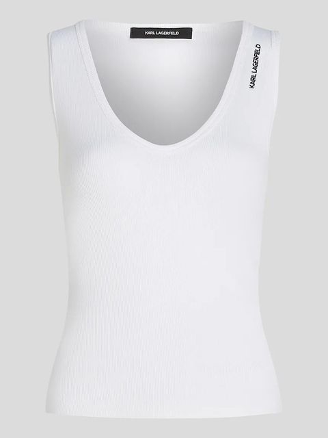 Karl Lagerfeld top bawełniany kolor biały A3W17005